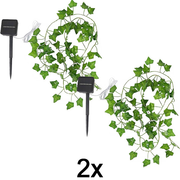 2x Solarne pravljične luči z umetnimi listi bršljana (5 m) | LEAFGLO